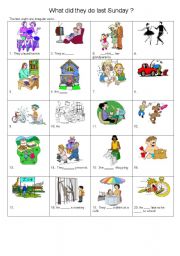English Worksheet: what did they do last Sunday? 