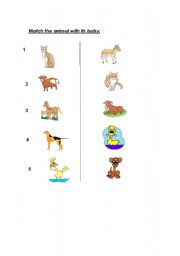 English worksheet: animals and thier babies