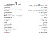 English worksheet: Prepositions to talk about days and frequency