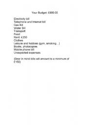 English worksheet: Budgeting