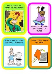 English Worksheet: CLASSROOM LANGUAGE FLASHCARDS SET 1