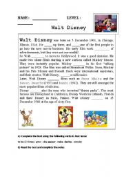 English Worksheet: walt disney biography