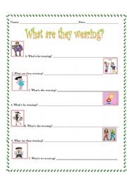 English Worksheet: Present Continuous and Clothes