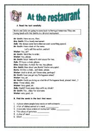 English Worksheet: At the restaurant