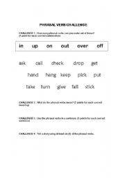 English worksheet: Phrasal Verb challenge
