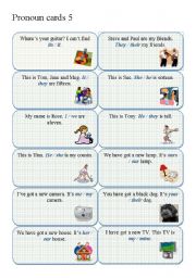 English Worksheet: PRONOUN CARDS part 5