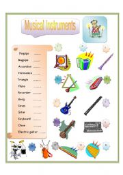 English Worksheet: Musical Instrument Part-3