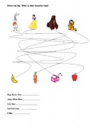 English worksheet: Food follow the line