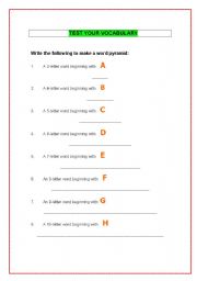 English worksheet: vocabulary worksheet