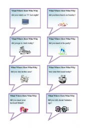 English Worksheet: Past simple question cards 2