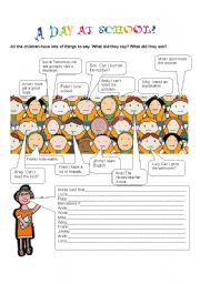 English Worksheet: A DAY AT SCHOOL.