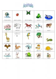 English worksheet: animals