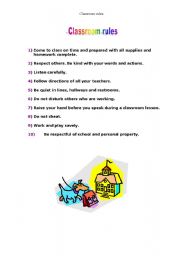 English Worksheet: Classroom rules