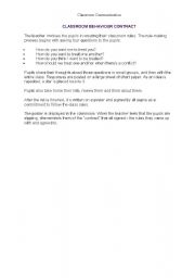 English worksheet: Classroom behaviour contract