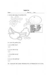 English worksheet: food