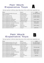 English Worksheet: The Worlds Most Expensive Toys