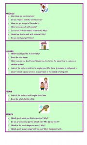 English Worksheet: SPEAKING CARDS