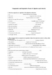 English Worksheet: The Comparison of Adjectives and Adverbs