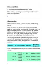 English worksheet: how to form a question