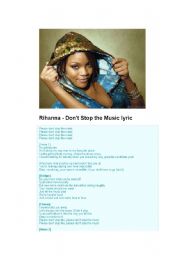 English Worksheet: Dont stop the music by Rihanna 
