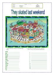 English Worksheet: They skated last weekend