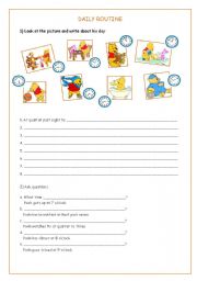 English Worksheet: Daily routine (1st part)