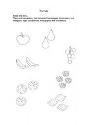 English worksheet: the fruits