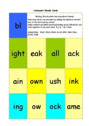 English Worksheet: Consonant Blends Cards