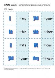PERSONAL AND POSSESSIVE PRONOUNS - 9 games for teaching this grammar (5 pages)