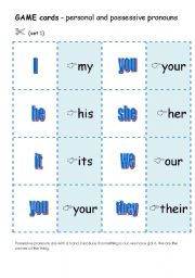 English Worksheet: PERSONAL AND POSSESSIVE PRONOUNS - 9 games for teaching this grammar (5 pages)