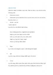 English Worksheet: Adjective order