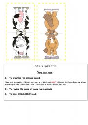 English Worksheet: FARM PUPPETS I