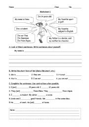 English Worksheet: verb to be