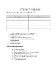 English worksheet: Present simple and present continuous