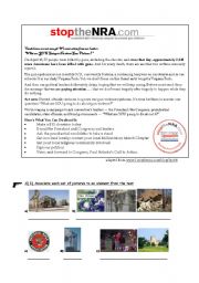 English Worksheet: stop the NRA - guns in the USA (2)