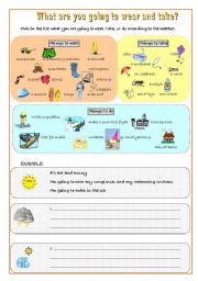 English Worksheet: BE GOING TO /CLOTHES AND WEATHER 