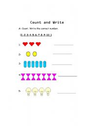 English worksheet: Count and write