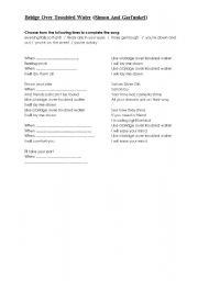 English Worksheet: Bridge Over Troubled Water (Simon And Garfunkel)