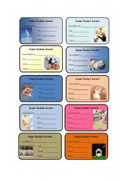 English Worksheet: Super student award