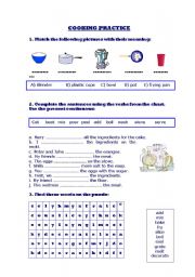 English Worksheet: Cooking Vocabulary with the present continuous