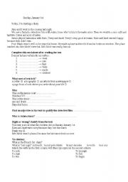 English Worksheet: a page from a diary