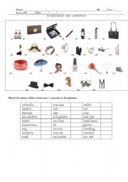 English Worksheet: Accessories and Cosmetics