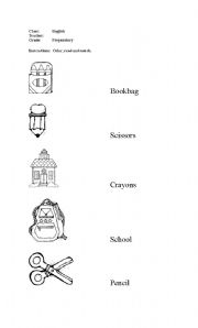 English Worksheet: school items