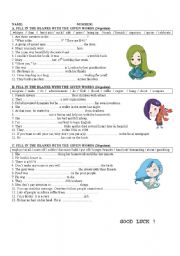 English Worksheet: vocabulary quiz