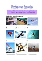 English Worksheet: Extreme Sports