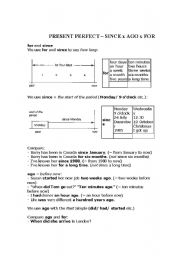 English Worksheet: Present Perfect - Since vs For 