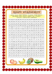 English Worksheet: FRUITS WORSEARCH