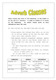 Adverb Clauses - ESL worksheet by lizgc7