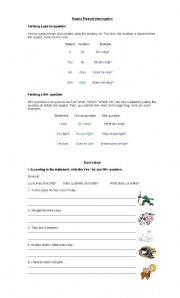 English worksheet: Interrogative Simple Present