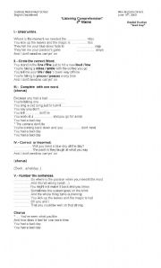 English Worksheet: listening songs activities